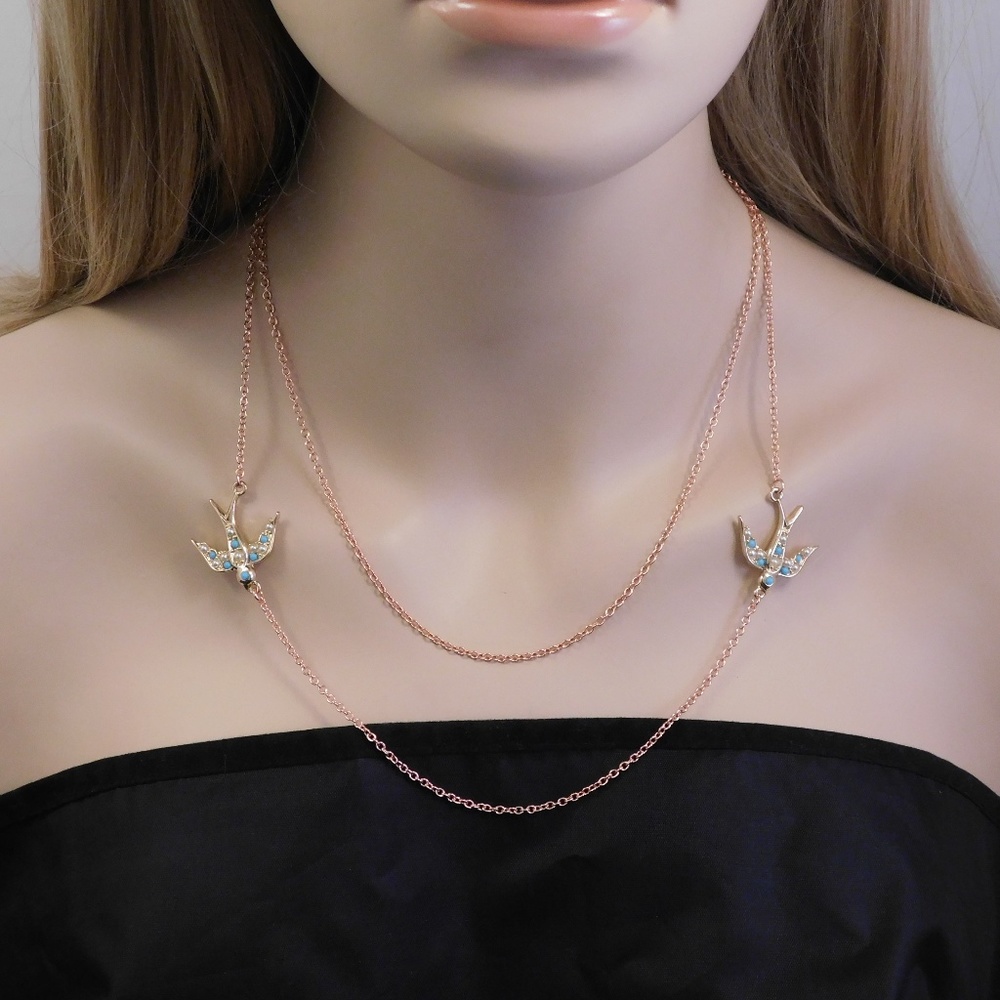 Bluebirds of Happiness Rose Gold Multi Necklace